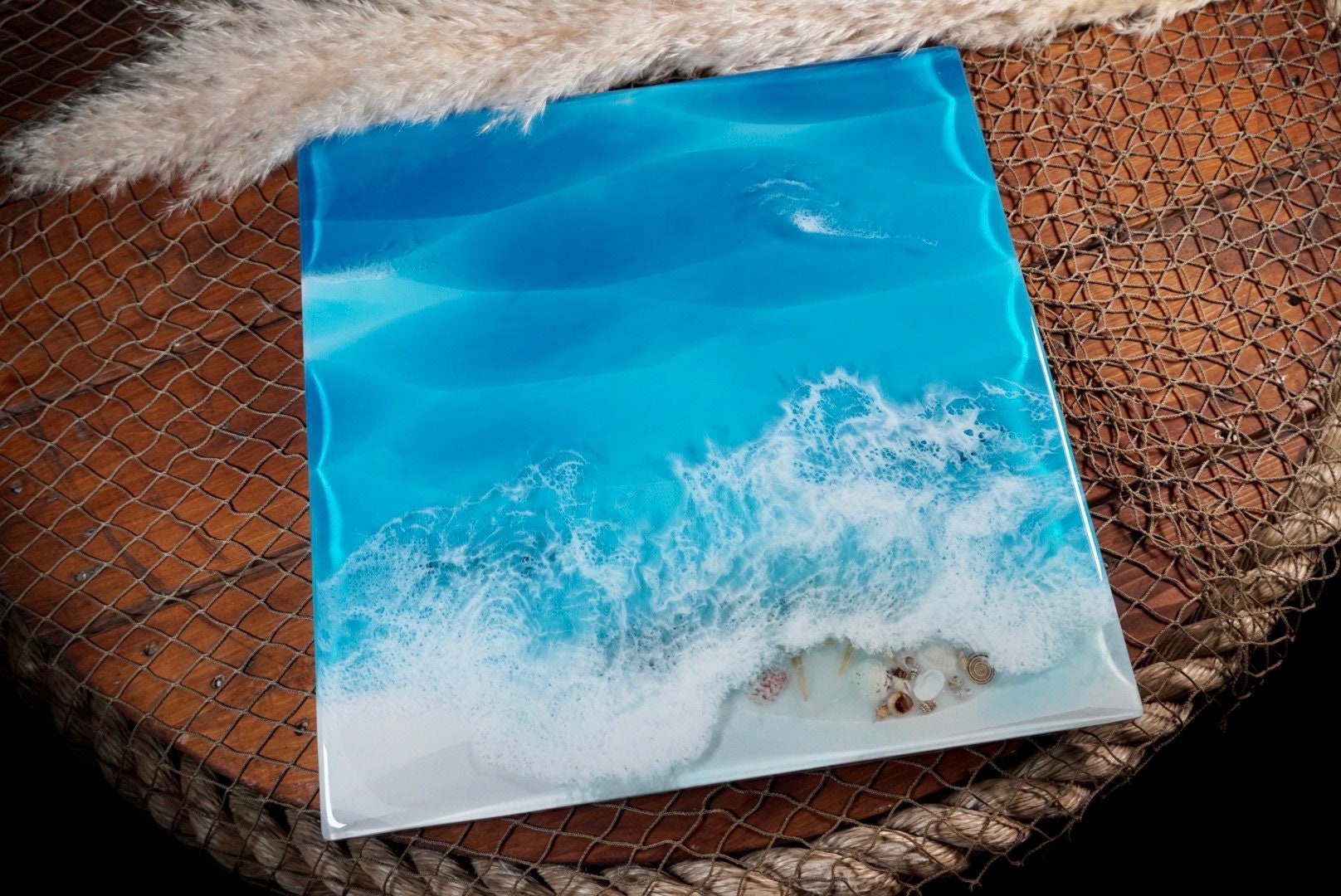 Ocean Blue Sculpted Waves Wall Art