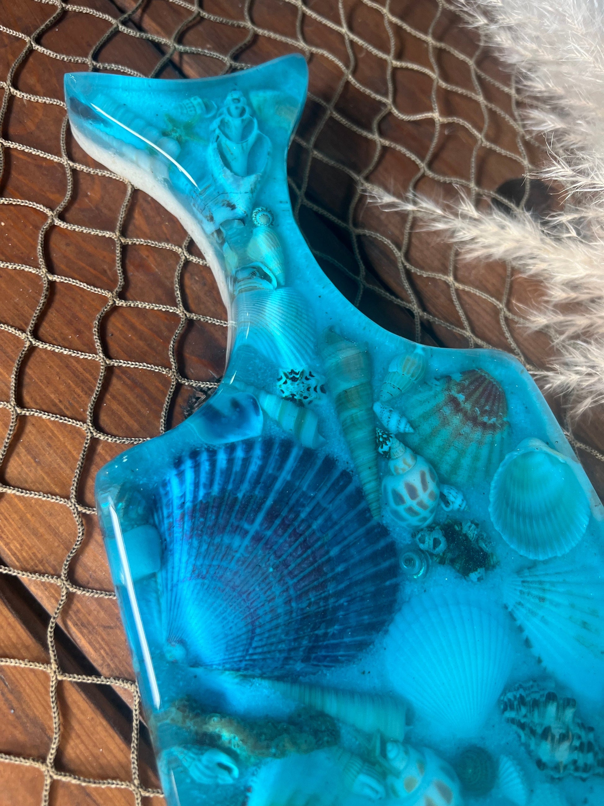 Sea Shell Ocean Cheese Board / Charcuterie Board / Serving Platter with Dolphin Tale Handle