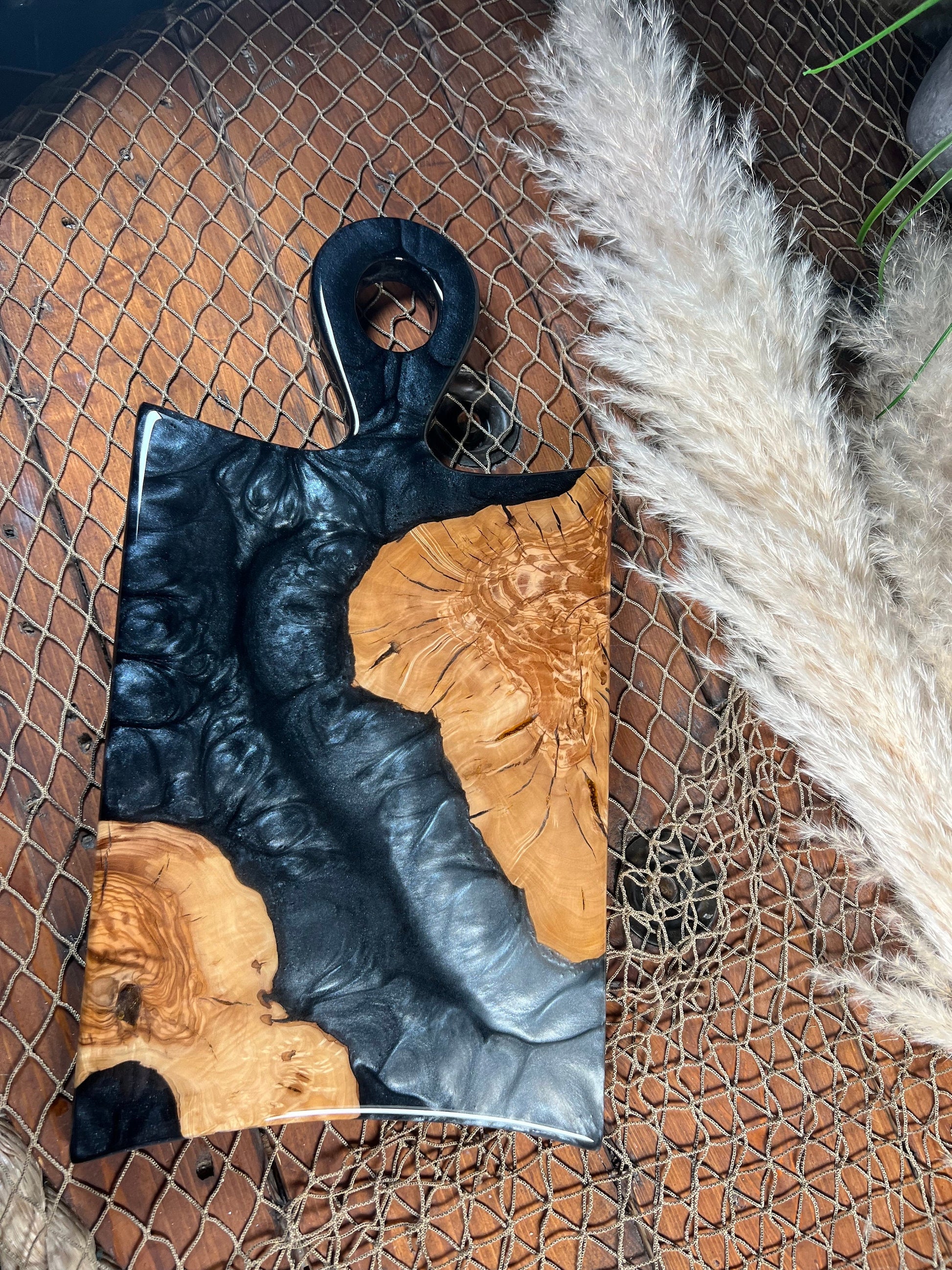 Black and Silver Charcuterie Board / Cheese Board / Serving Board / Kitchen Decor