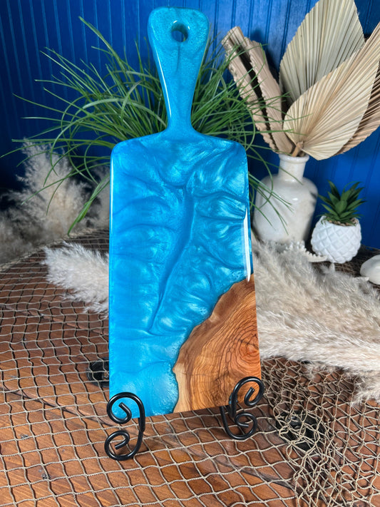 Blue Resin, Olive wood Charcuterie Board, Serving Board