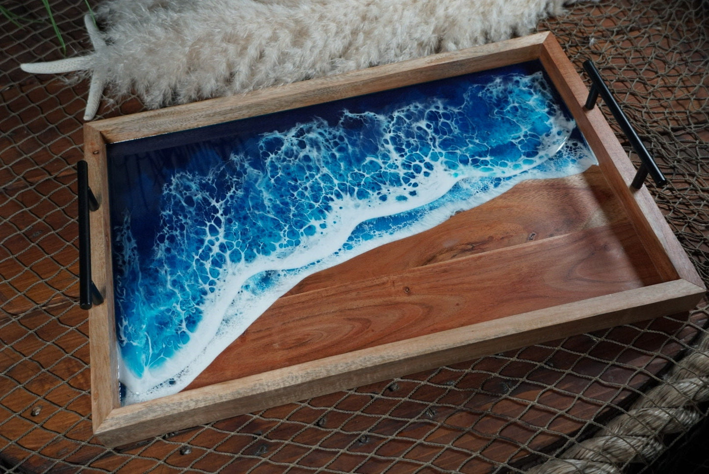 Ocean Waves wooden Serving Tray