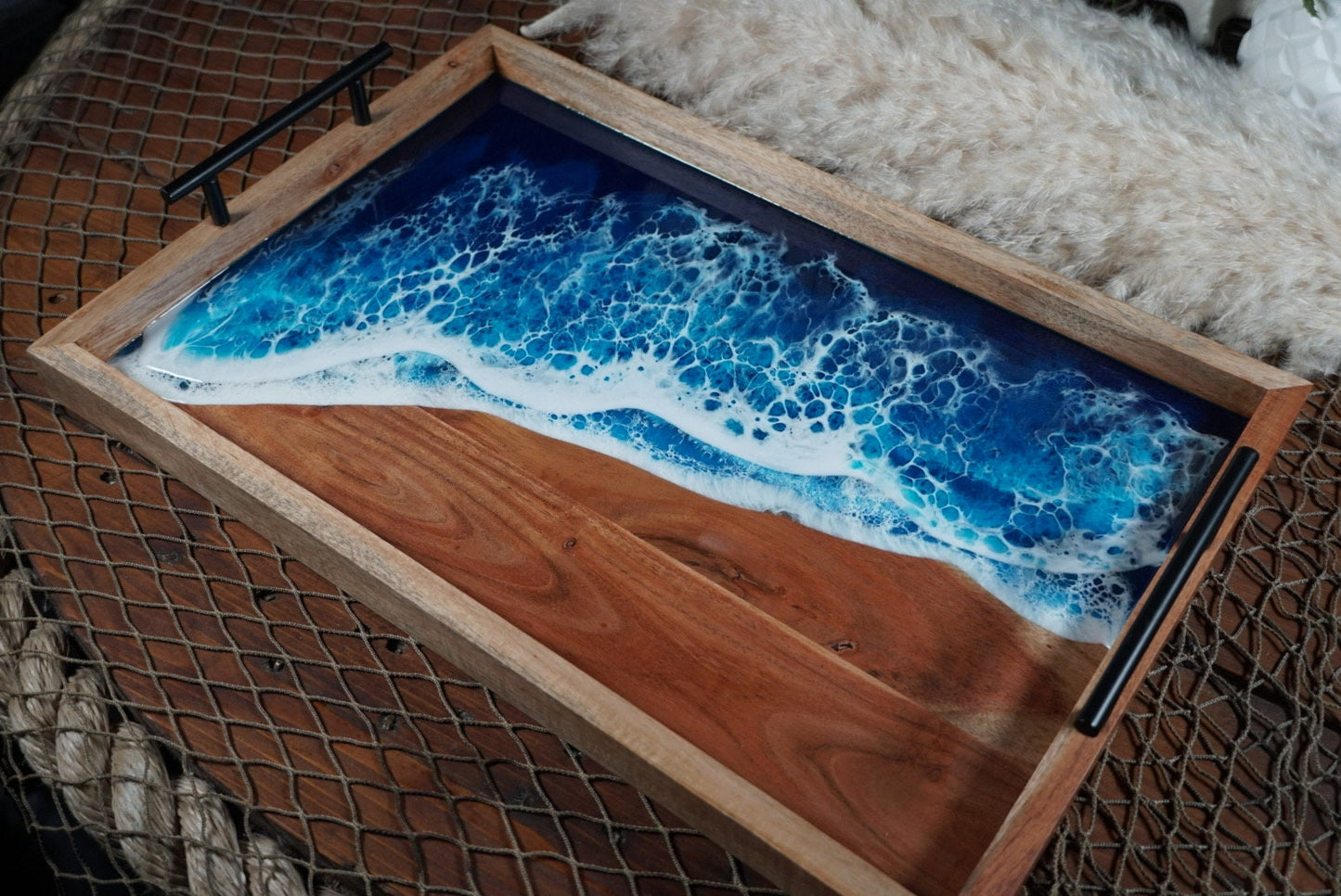 Ocean Waves wooden Serving Tray