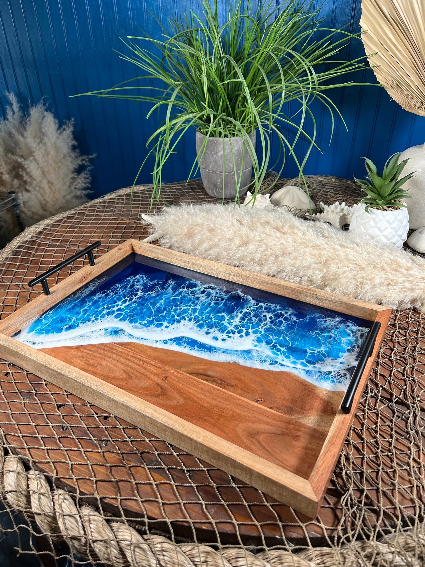 Ocean Waves wooden Serving Tray