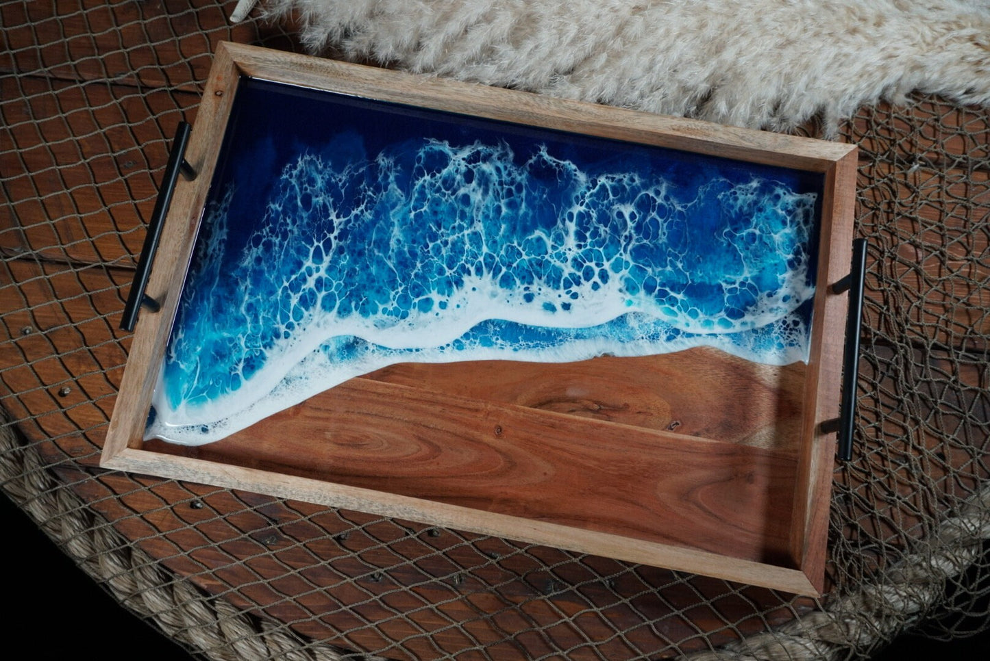 Ocean Waves wooden Serving Tray