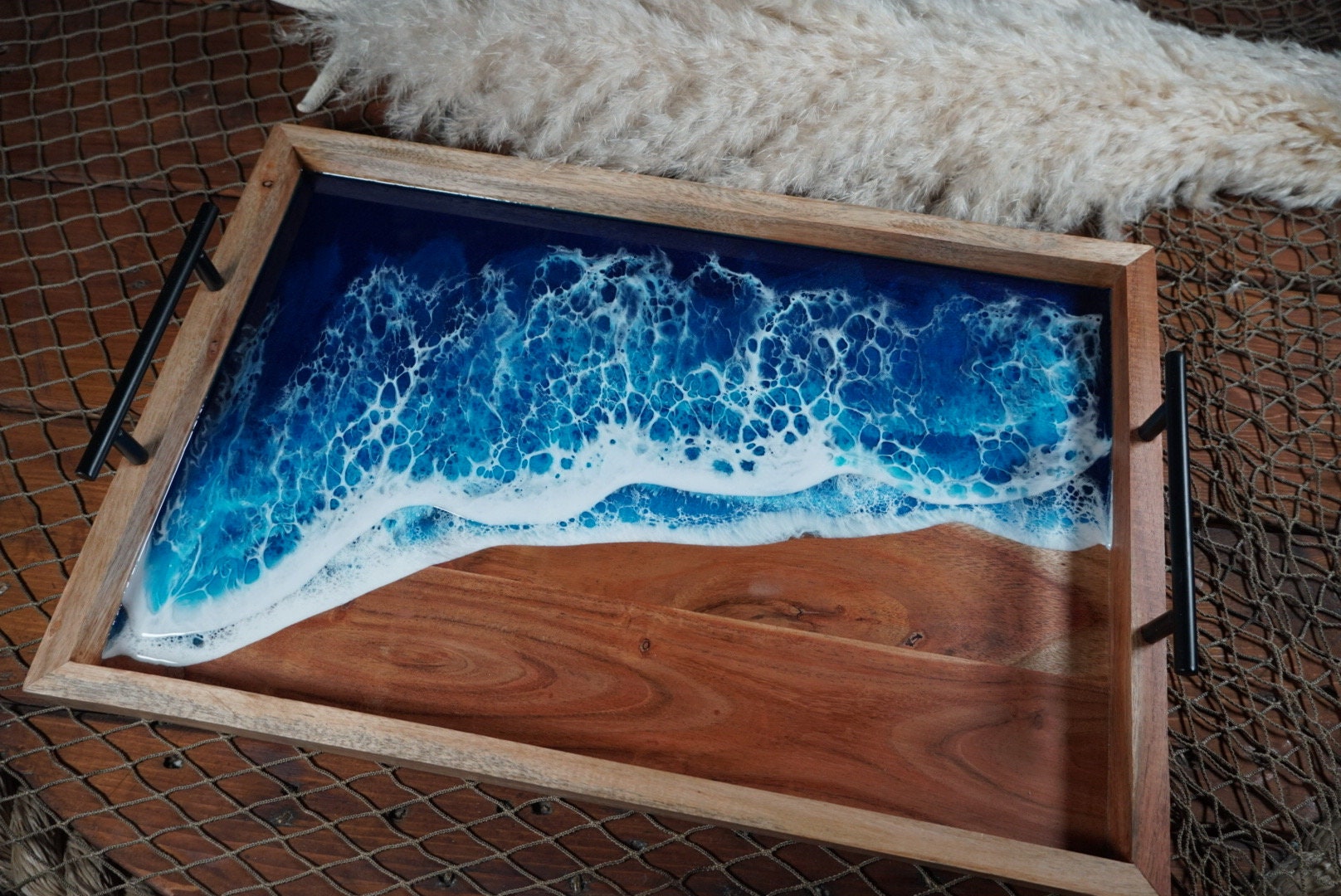 Ocean Waves wooden Serving Tray