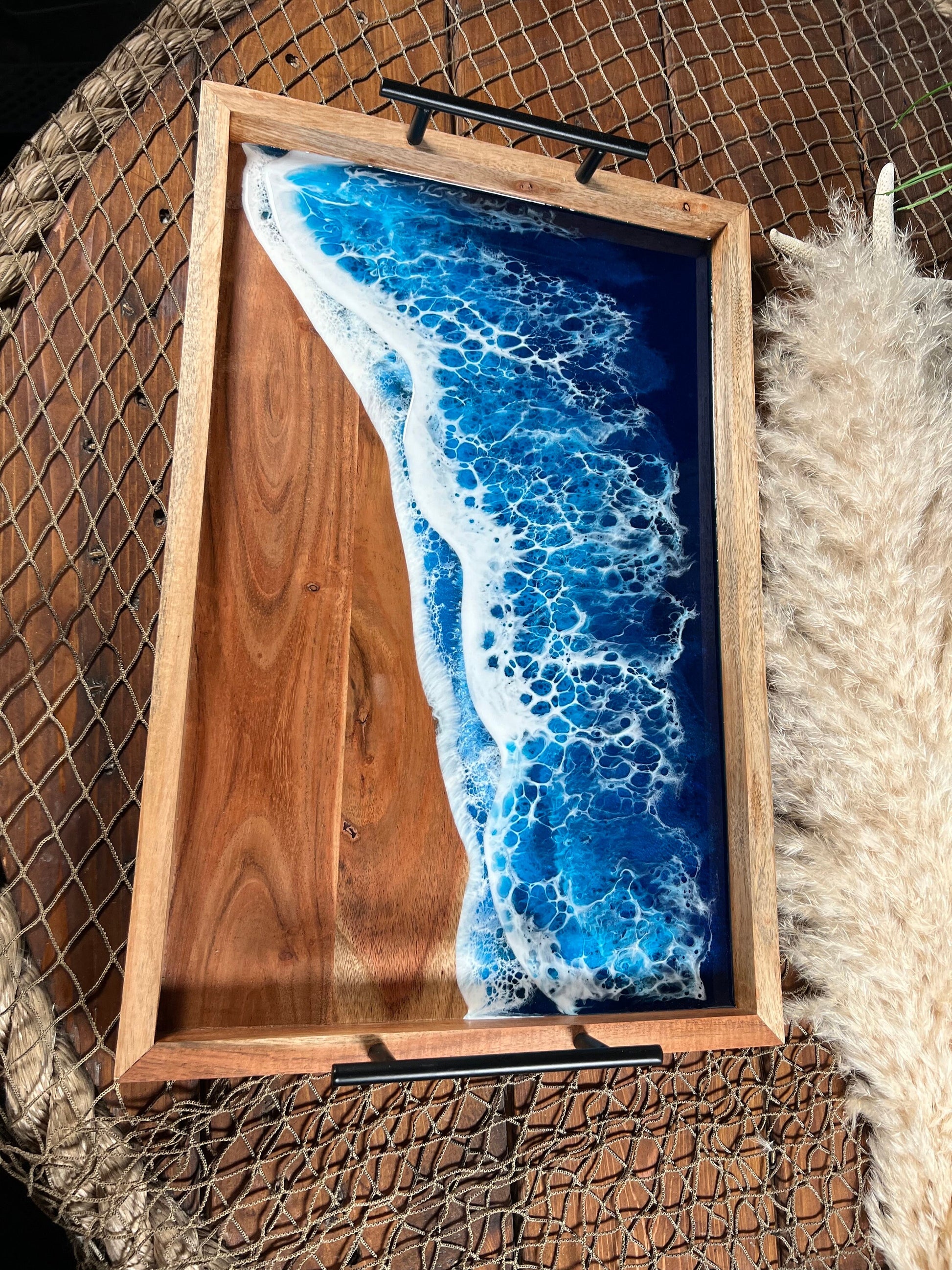 Ocean Waves wooden Serving Tray