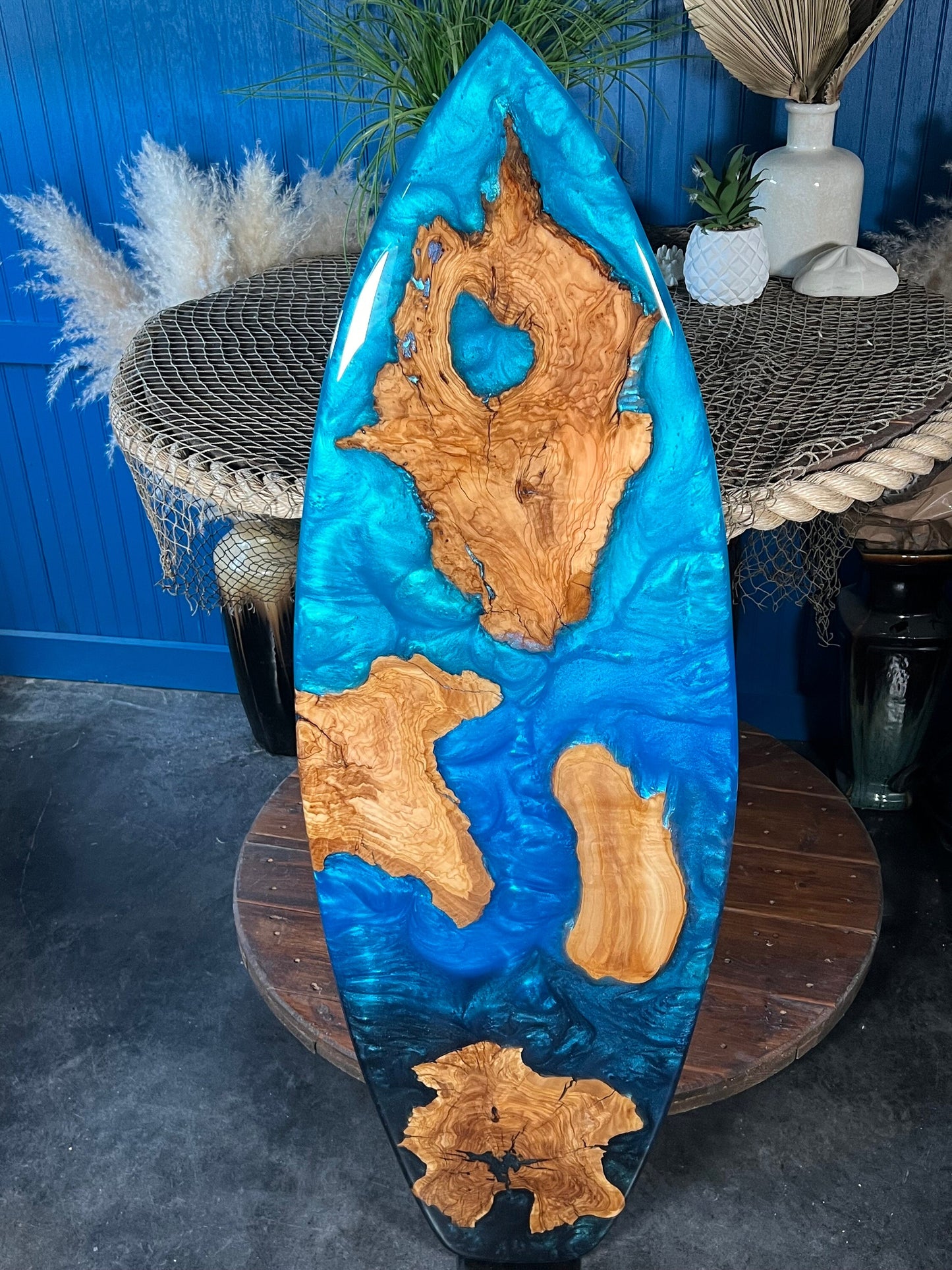 Turquoise and Blue Surfboard | Wall Art