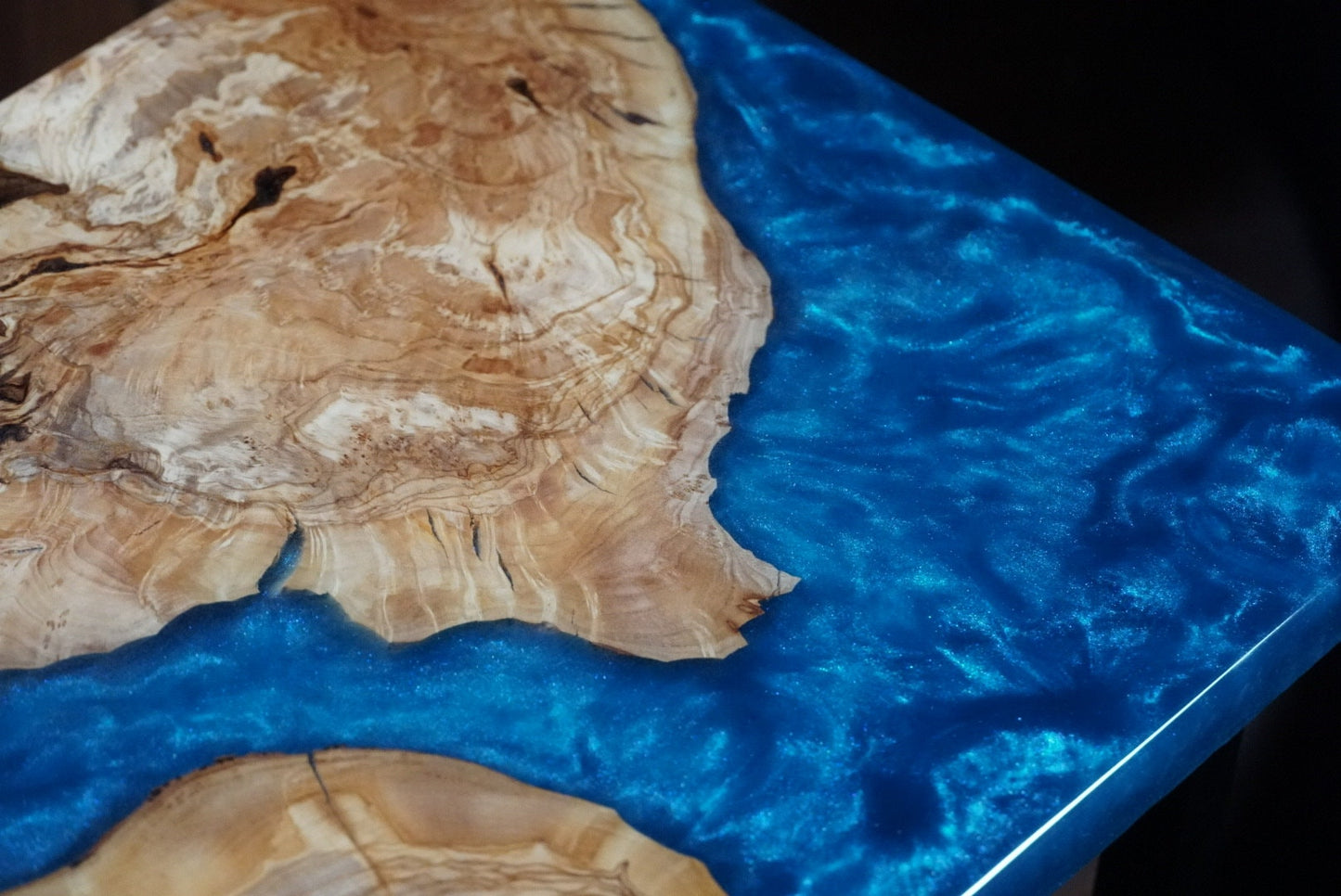 BLUE OLIVE Epoxy Resin Table with Olive Wood | Side Table | End Table | Accent Table | C-Table