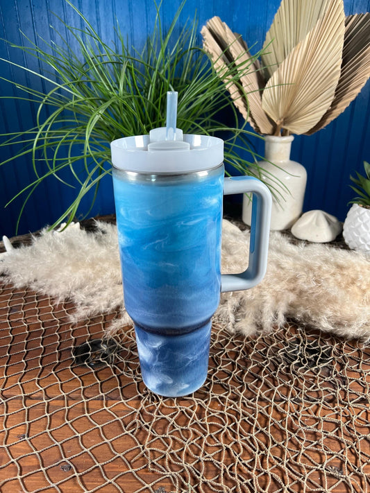 Blue with Ocean Waves 40 oz Insulated Big Cup