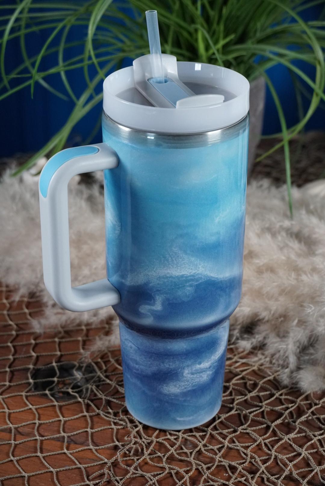 Blue with Ocean Waves 40 oz Insulated Big Cup