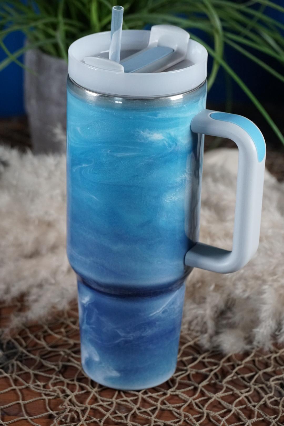 Blue with Ocean Waves 40 oz Insulated Big Cup