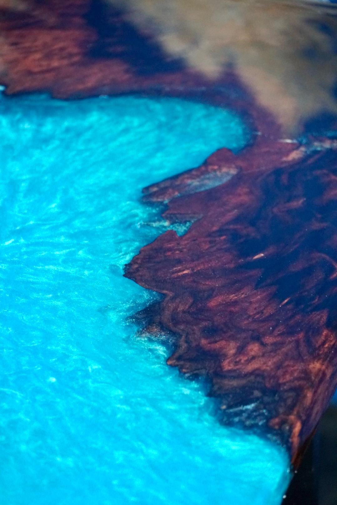 TURQUOISE WALNUT Epoxy Resin Table with Walnut Burl | Side Table | End Table | Accent Table, C-Table