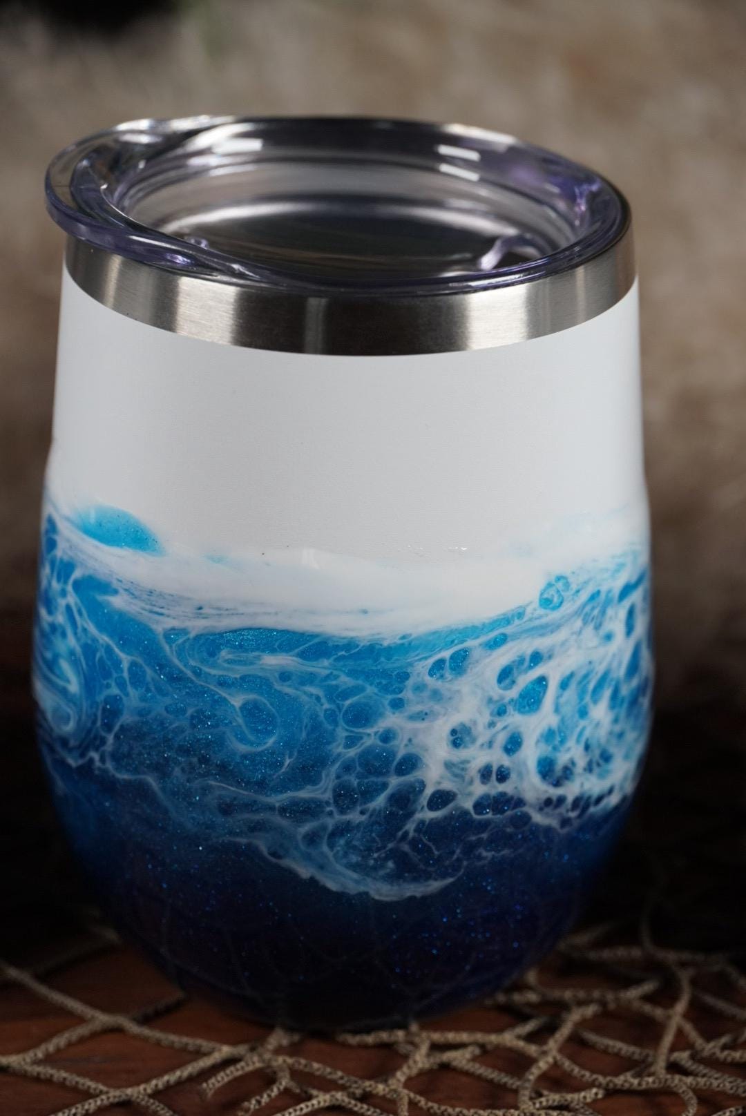 Ocean Waves Wine Tumbler | Coastal Decor