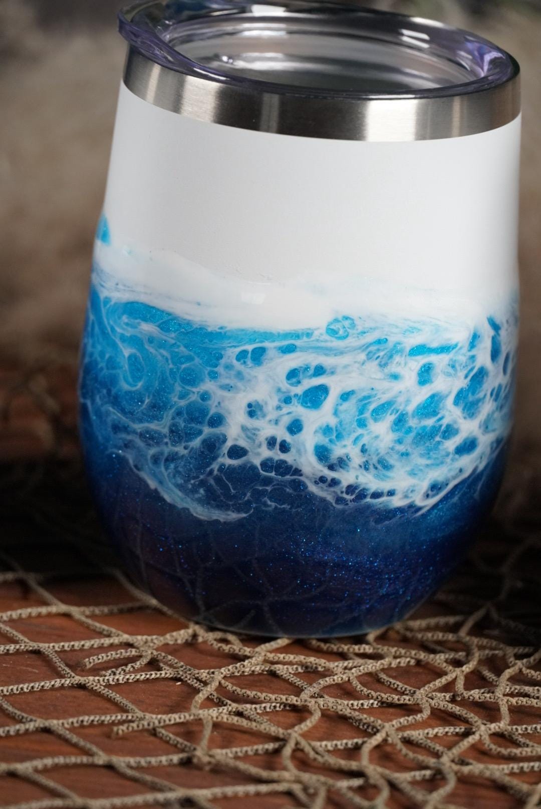 Ocean Waves Wine Tumbler | Coastal Decor