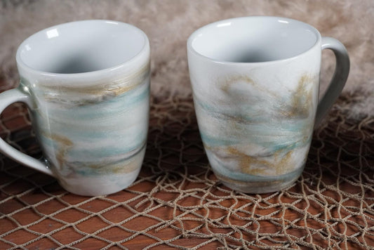 Turquoise and Gold Marble Coffee Cups