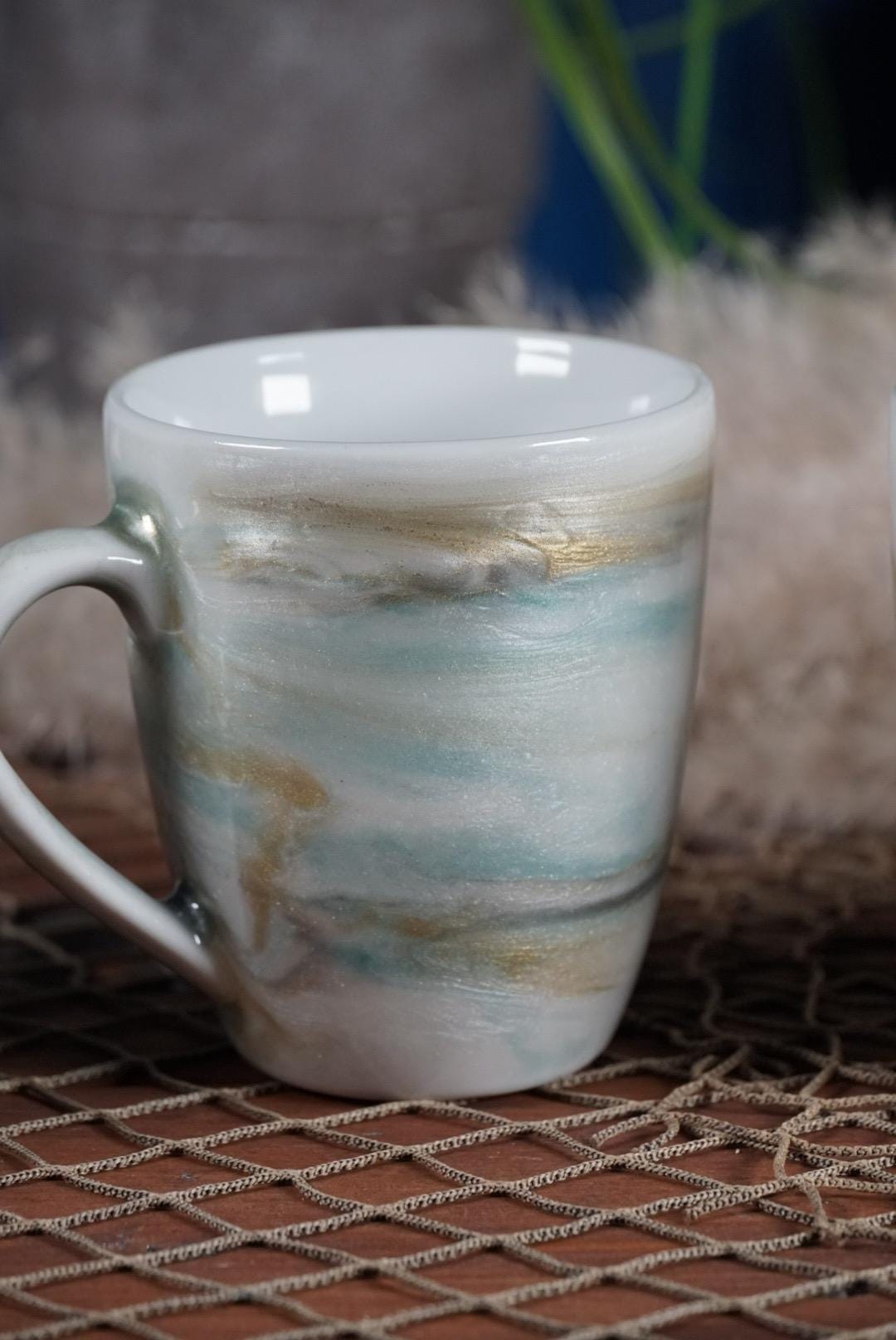 Turquoise and Gold Marble Coffee Cups