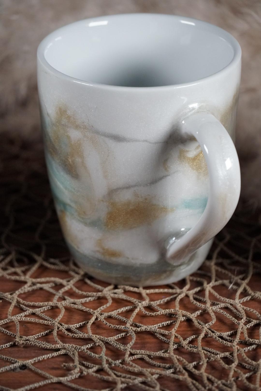 Turquoise and Gold Marble Coffee Cups