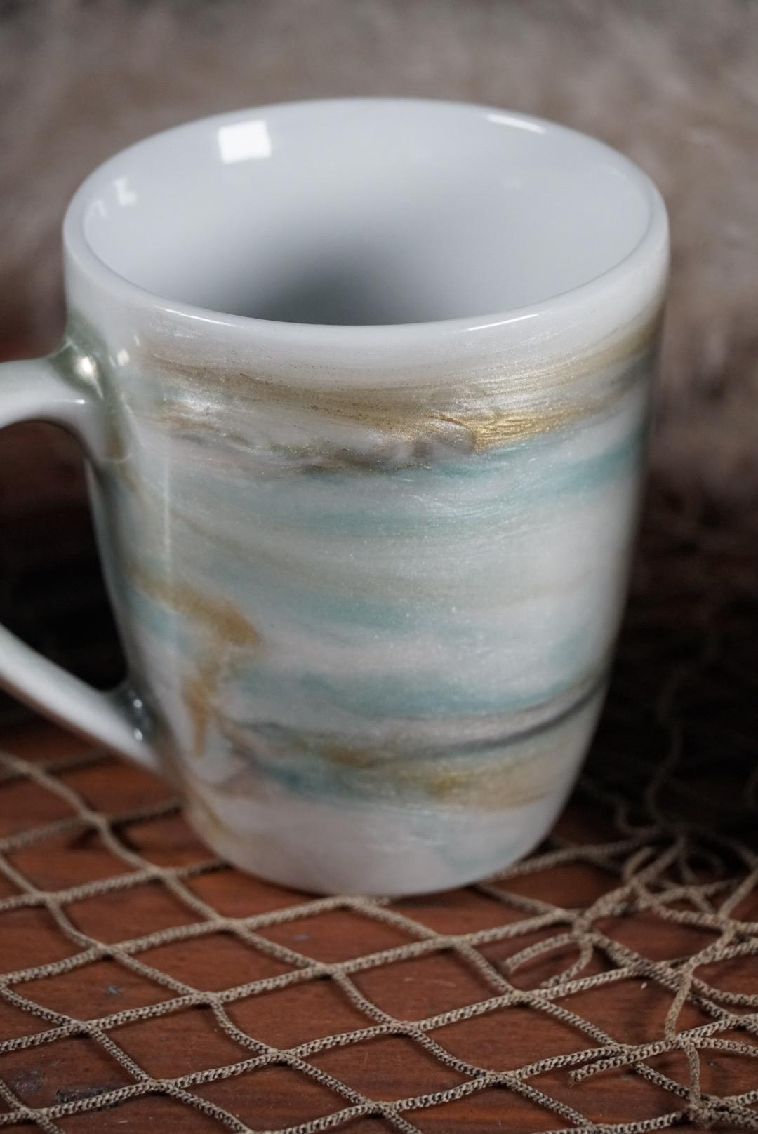 Turquoise and Gold Marble Coffee Cups