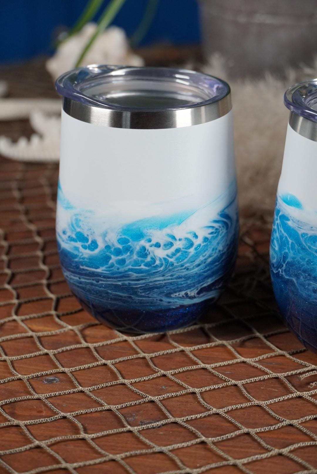 Ocean Waves Wine Tumbler | Coastal Decor