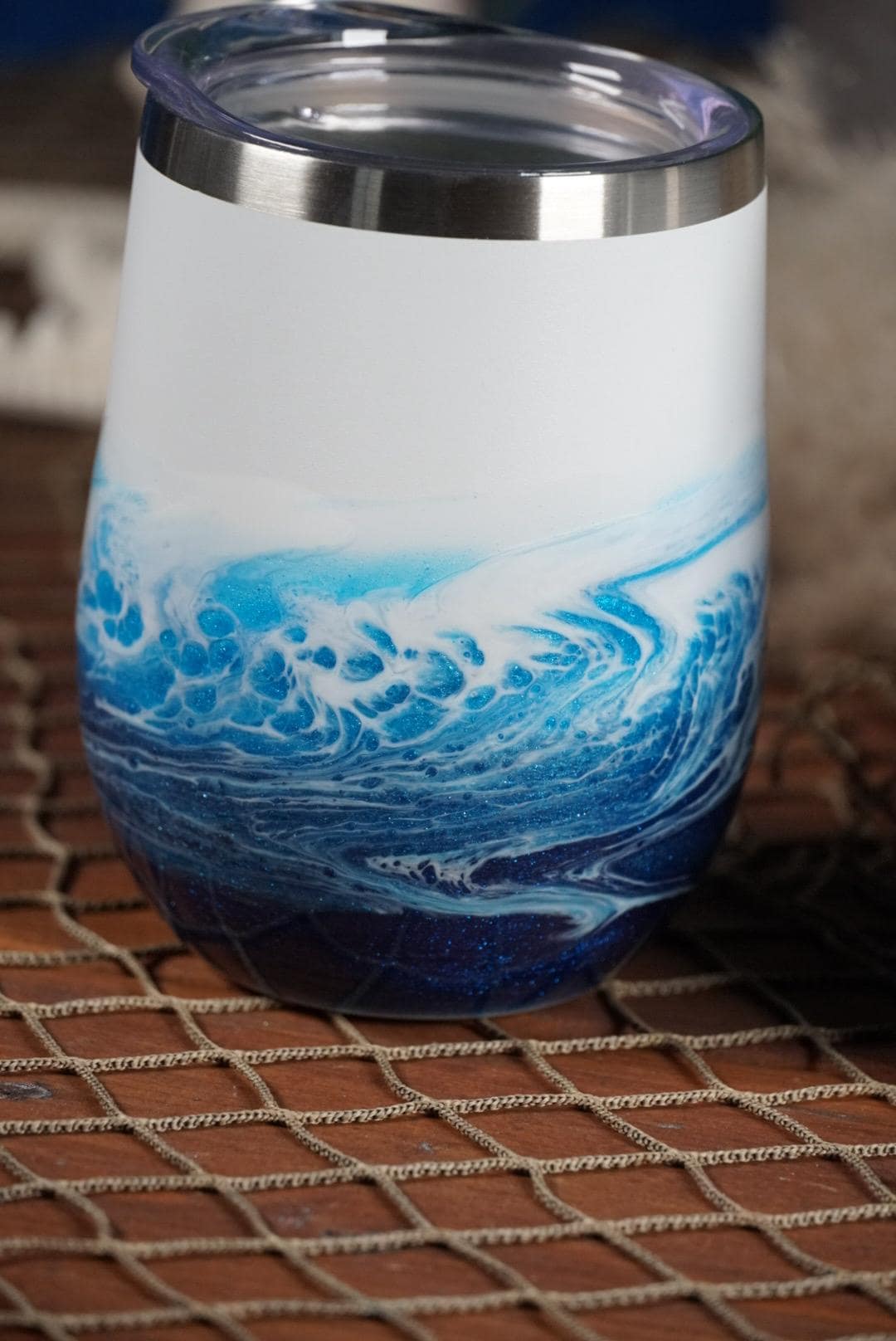 Ocean Waves Wine Tumbler | Coastal Decor