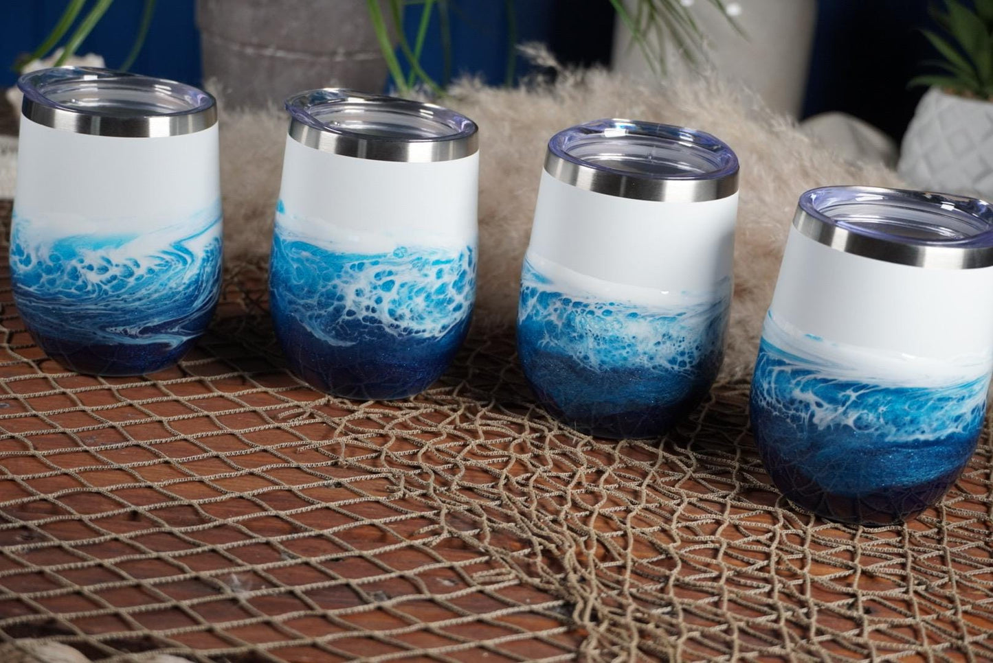 Ocean Waves Wine Tumbler | Coastal Decor