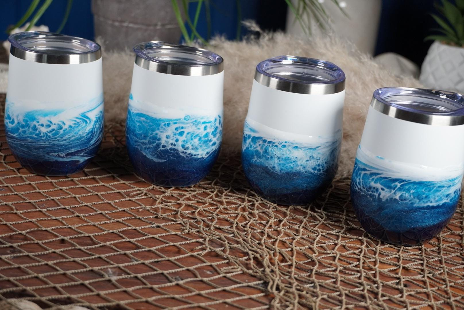 Ocean Waves Wine Tumbler | Coastal Decor