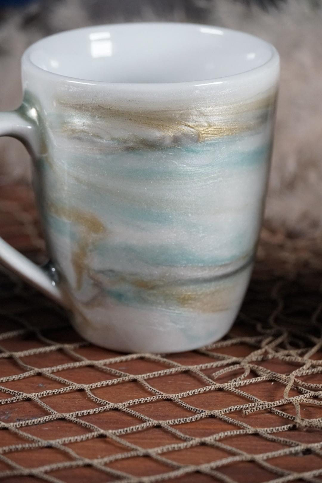 Turquoise and Gold Marble Coffee Cups