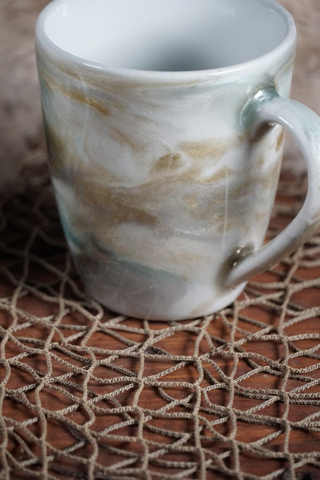 Turquoise and Gold Marble Coffee Cups