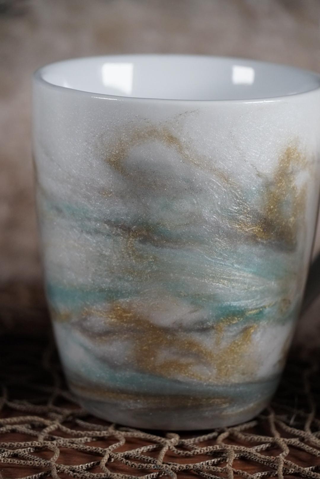 Turquoise and Gold Marble Coffee Cups