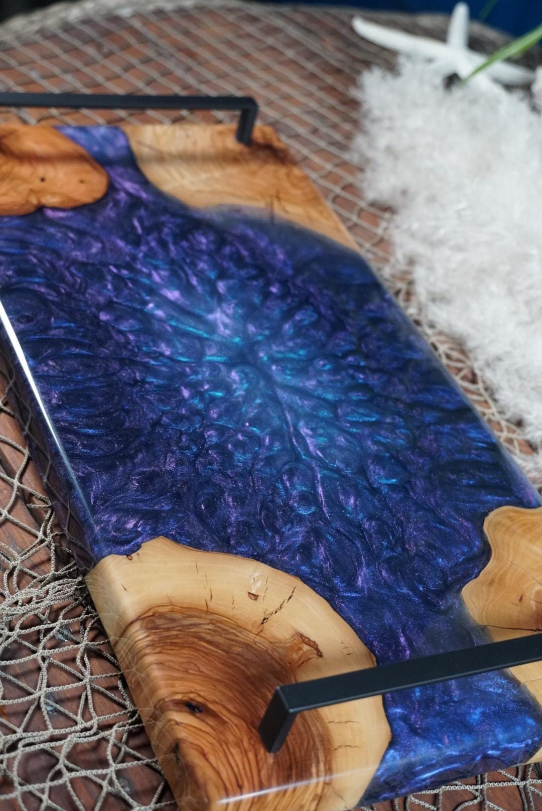 BLUE & PURPLE OLIVE Epoxy Resin Charcuterie Board | Serving board