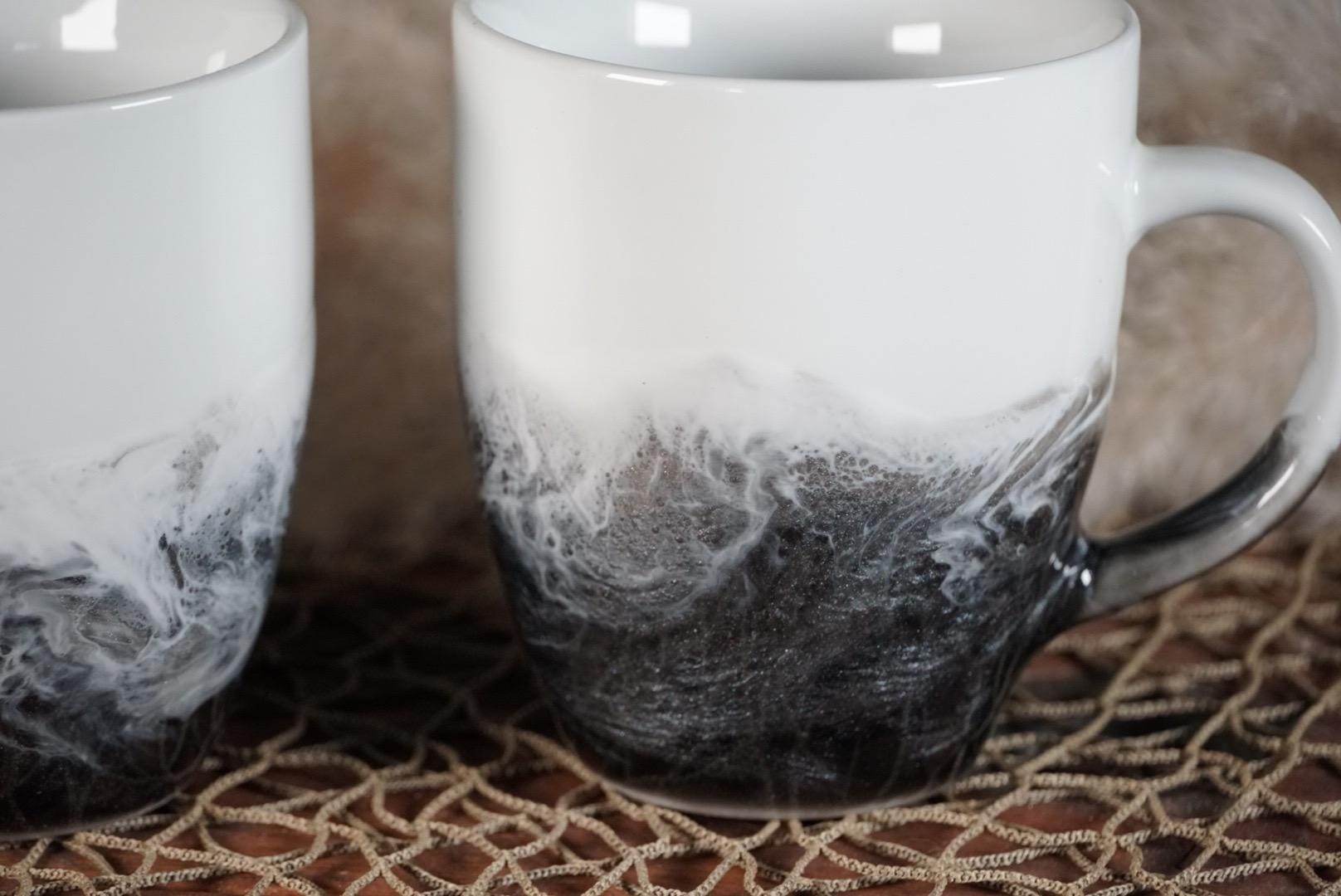 Black and Silver Ocean Waves Coffee Cup | Coastal Decor