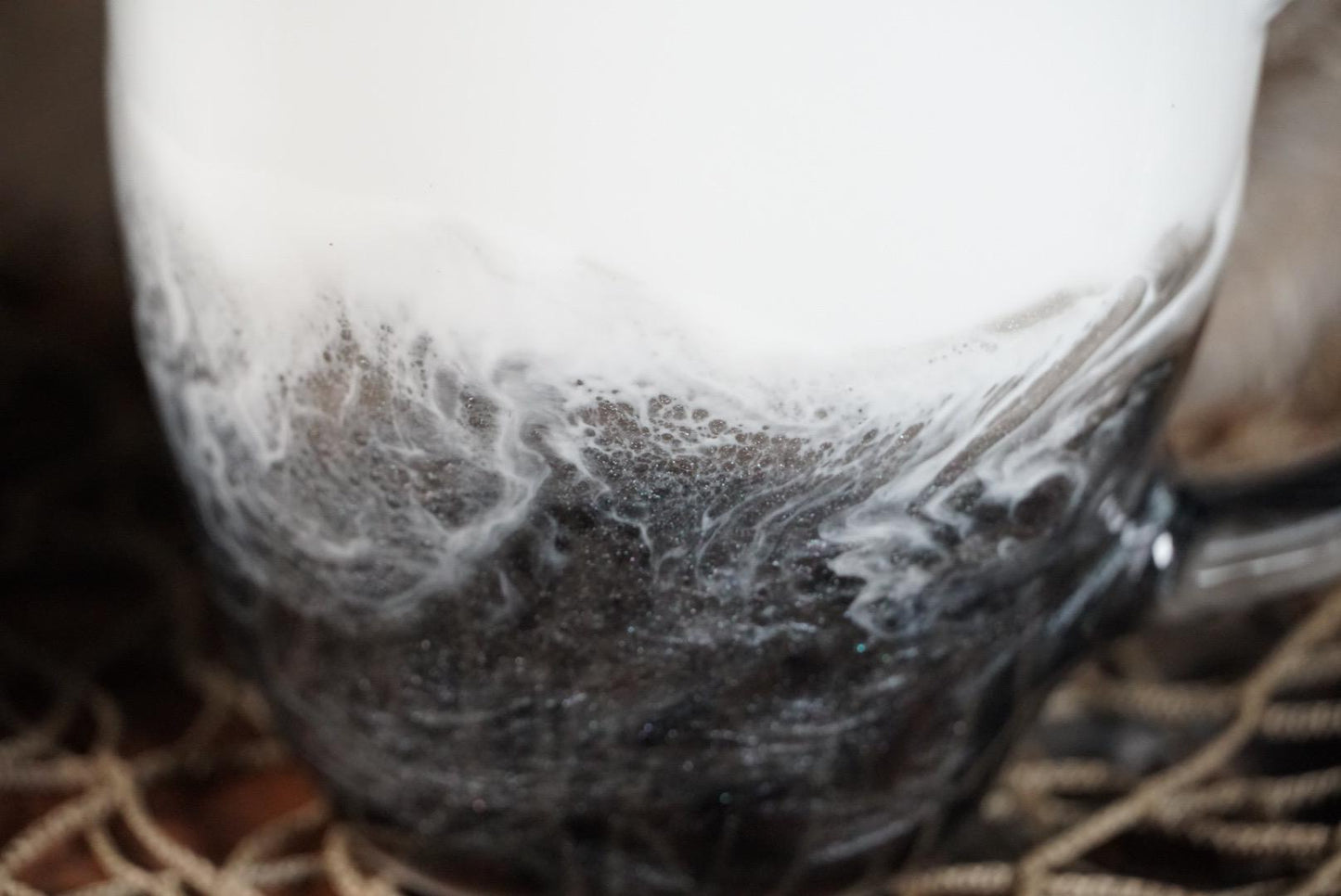 Black and Silver Ocean Waves Coffee Cup | Coastal Decor