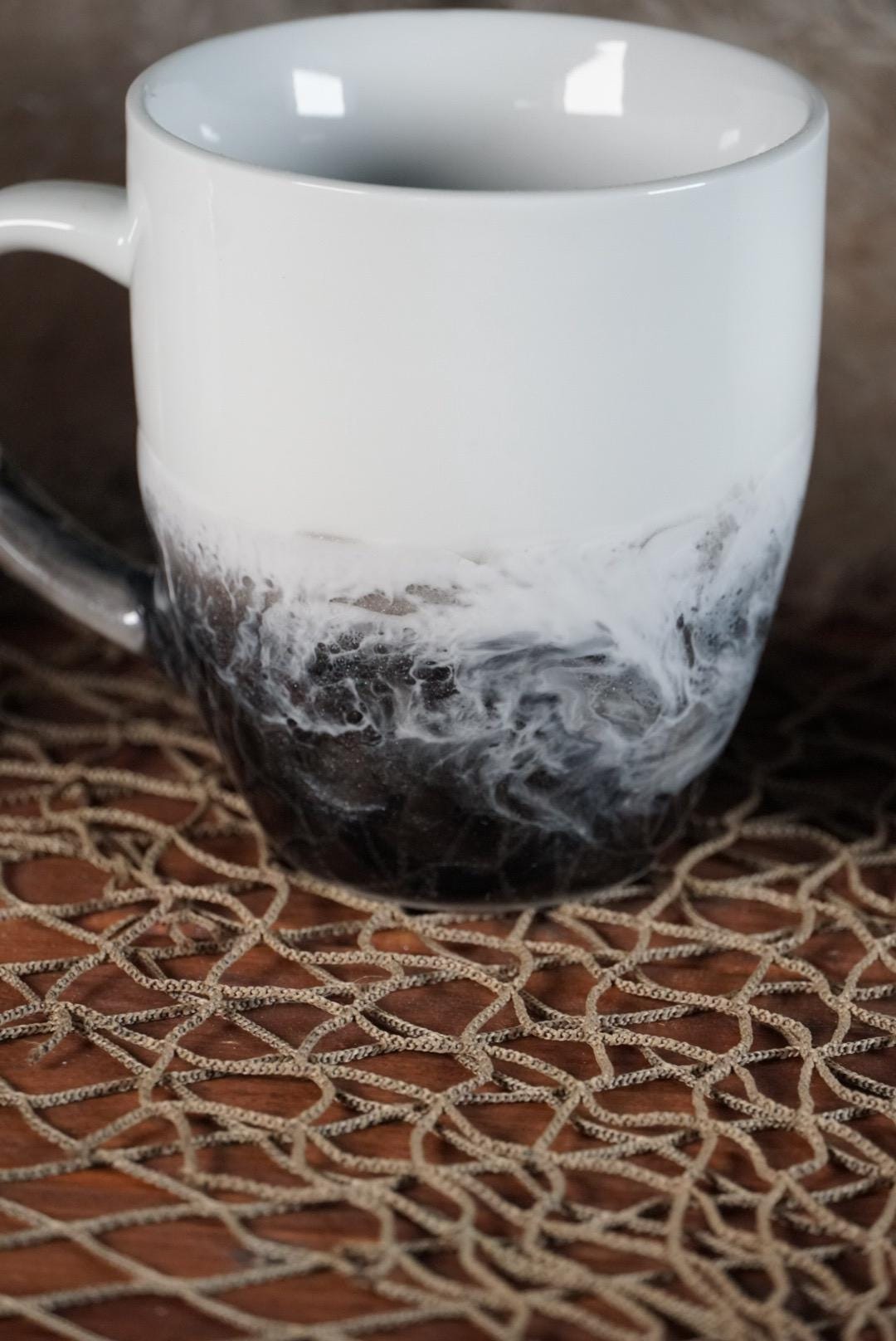 Black and Silver Ocean Waves Coffee Cup | Coastal Decor