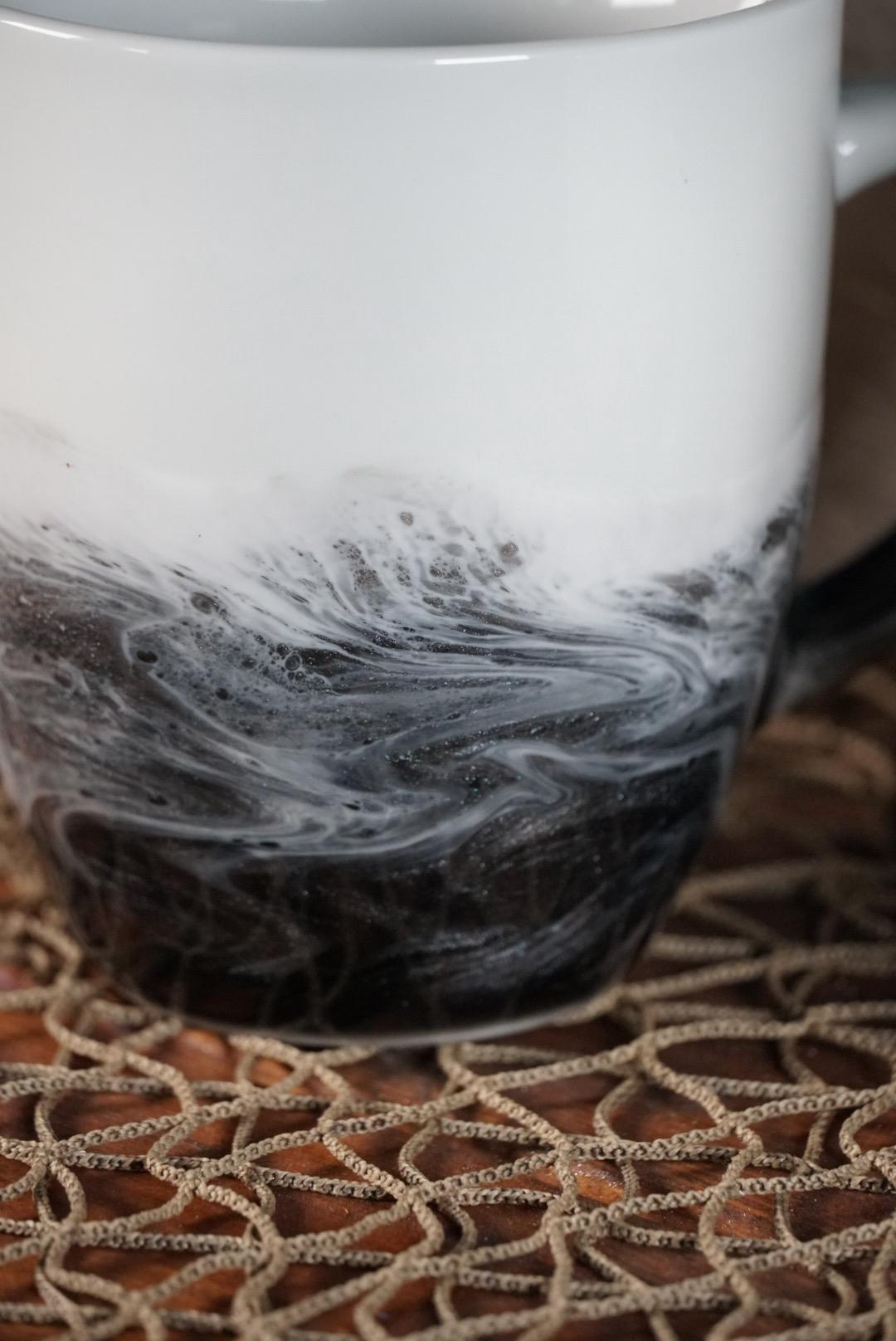 Black and Silver Ocean Waves Coffee Cup | Coastal Decor