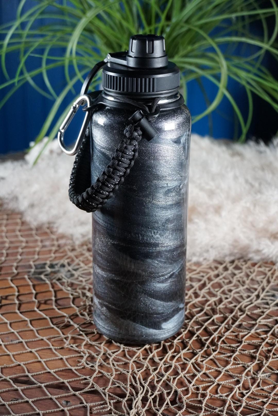 Black & Silver Insulated Water Bottle Thermos Sports Bottle