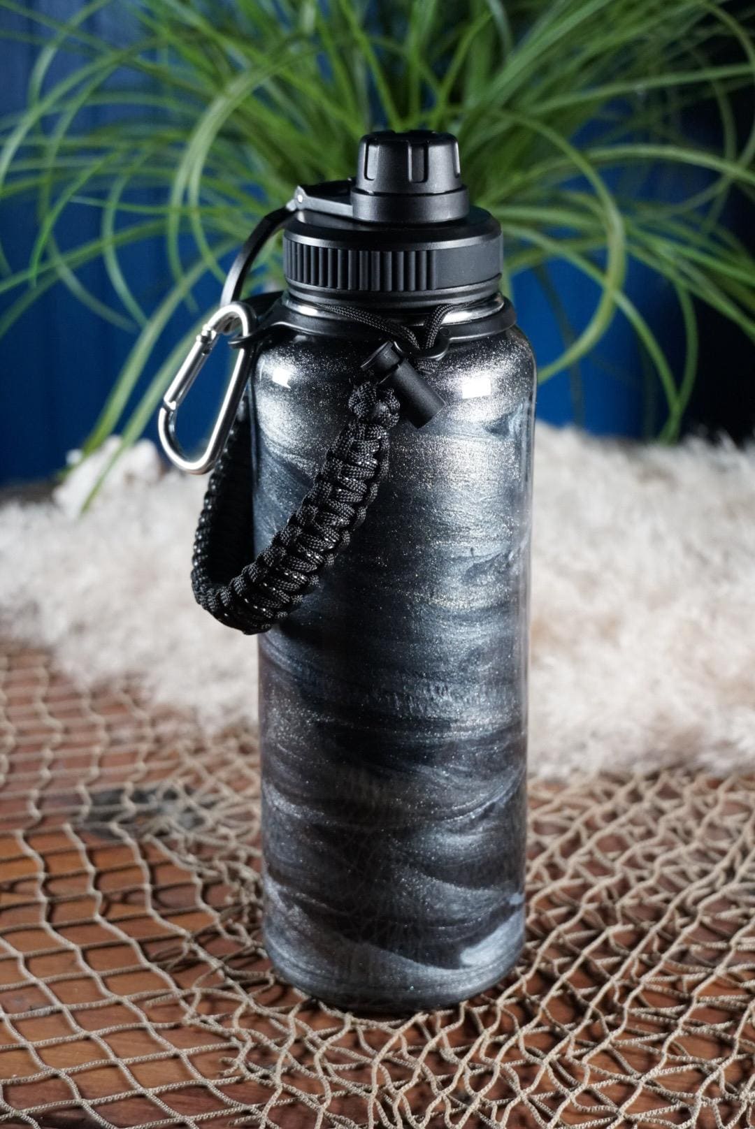 Black & Silver Insulated Water Bottle Thermos Sports Bottle