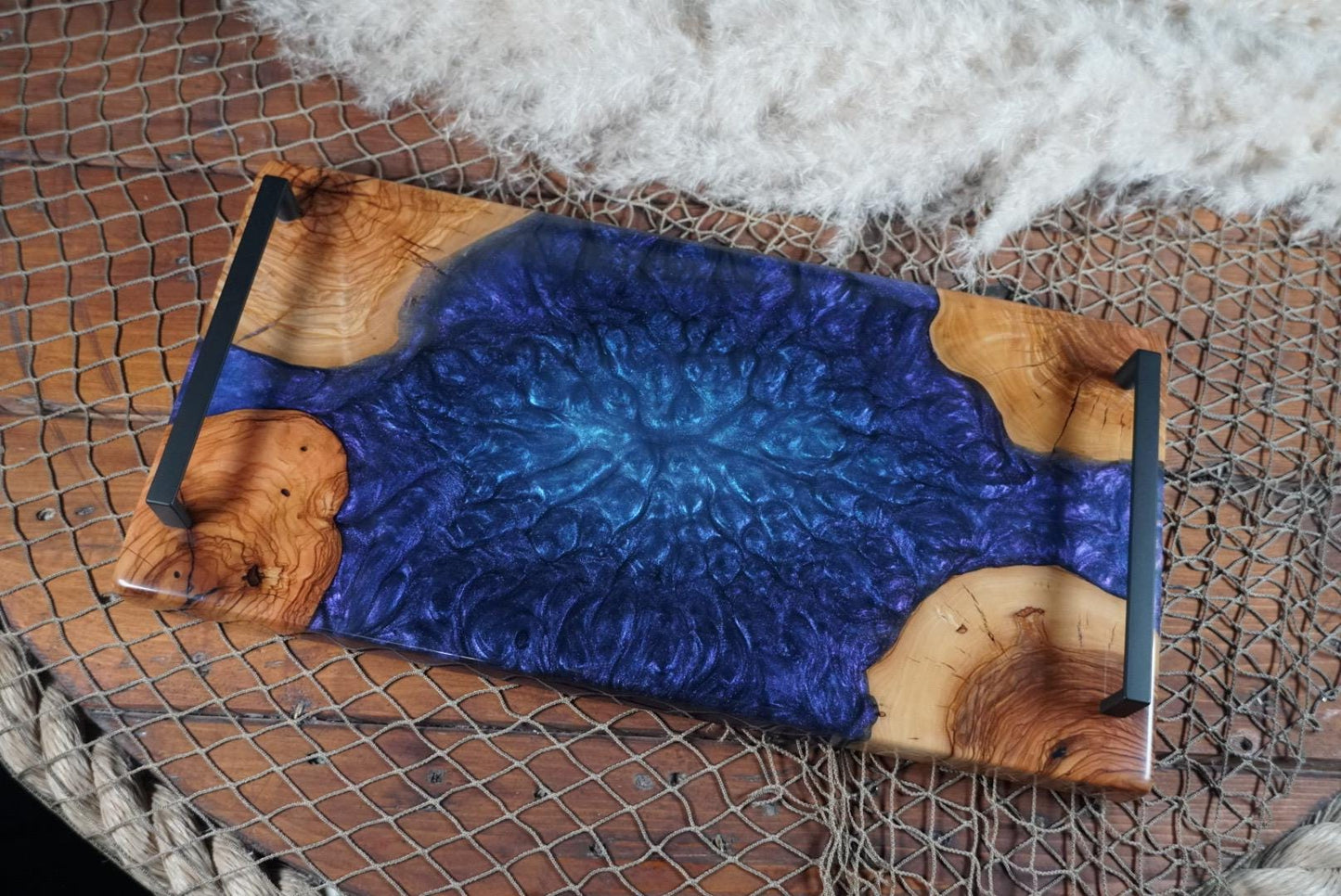 BLUE & PURPLE OLIVE Epoxy Resin Charcuterie Board | Serving board