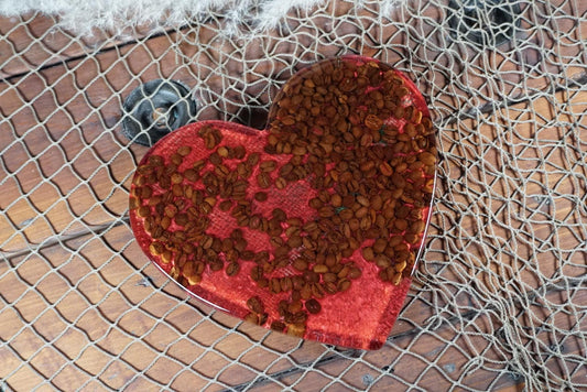 Coffee Bean Heart | Coffee Bar Serving Tray | Charcuterie Board | Centerpiece