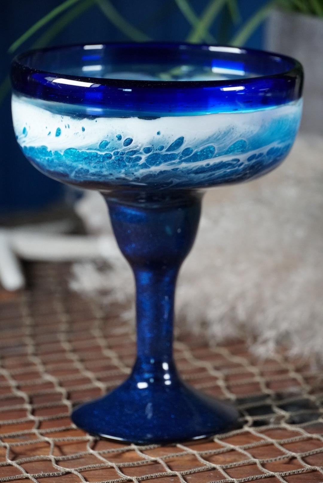 Ocean Waves Margarita Glasses | Coastal Decor