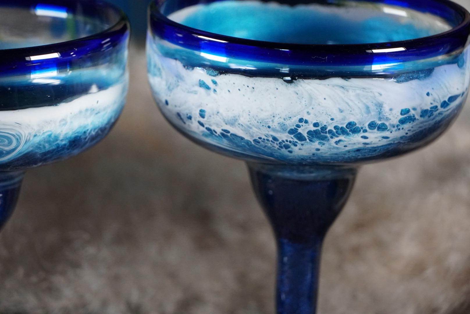 Ocean Waves Margarita Glasses | Coastal Decor