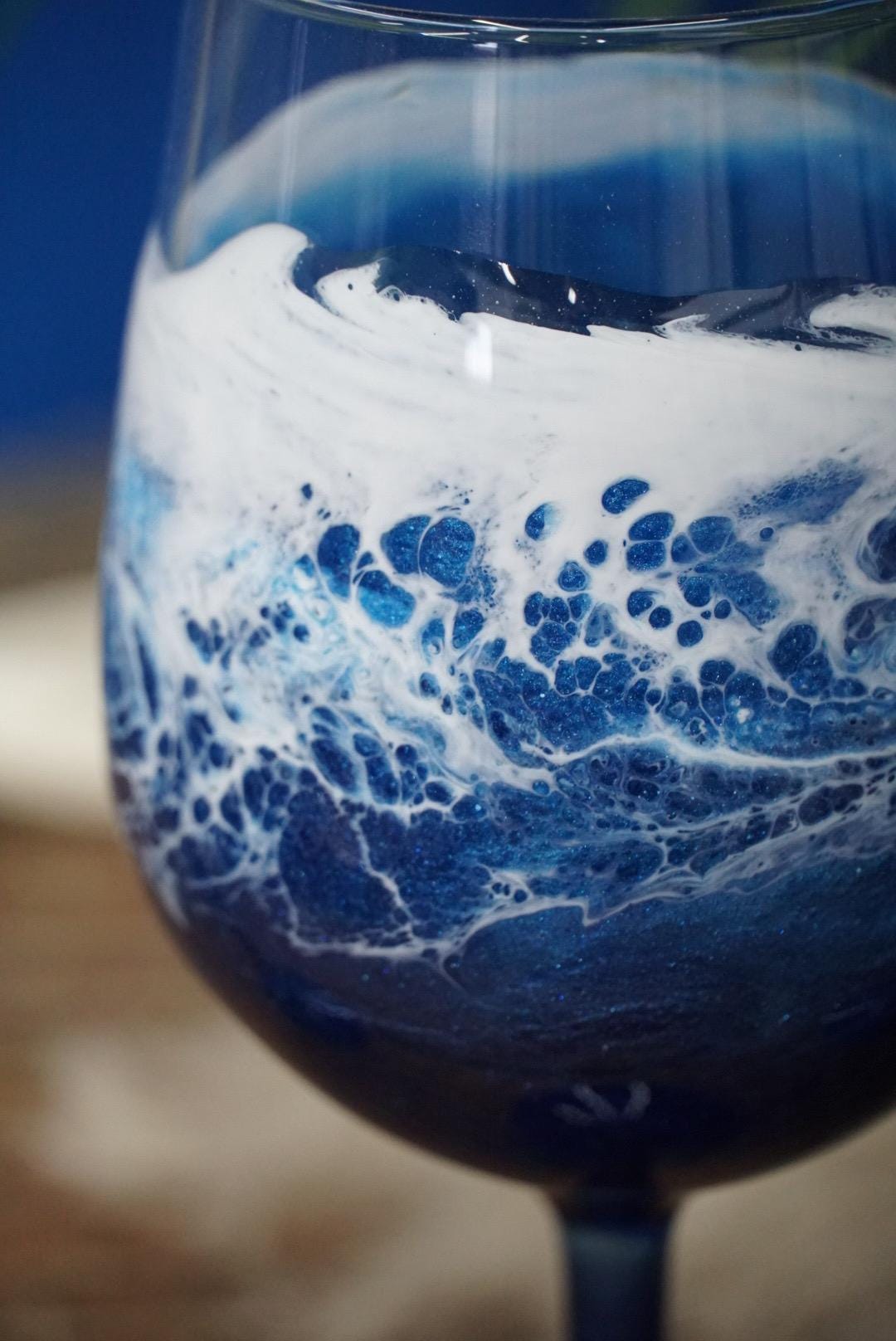 Ocean Waves Wine Glasses | Coastal Decor
