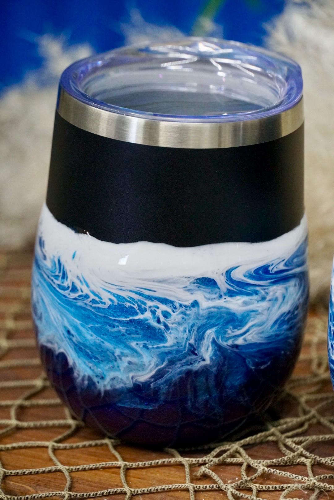 Ocean Waves Wine or Coffee Tumbler | Coastal Decor