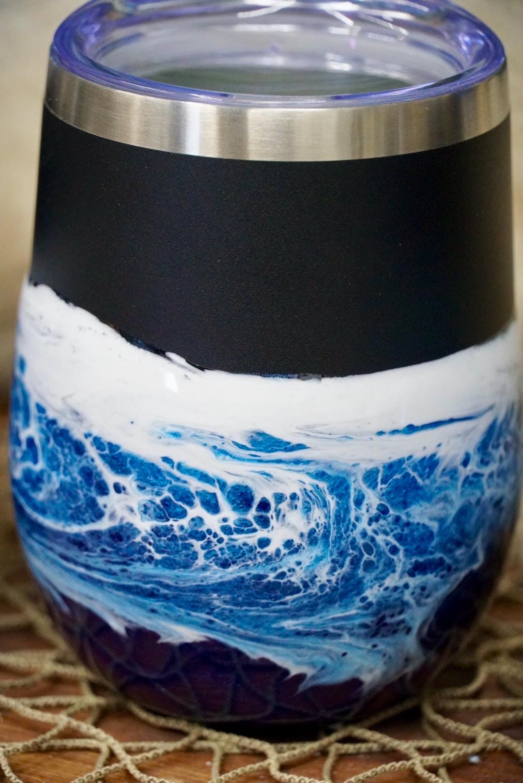 Ocean Waves Wine or Coffee Tumbler | Coastal Decor