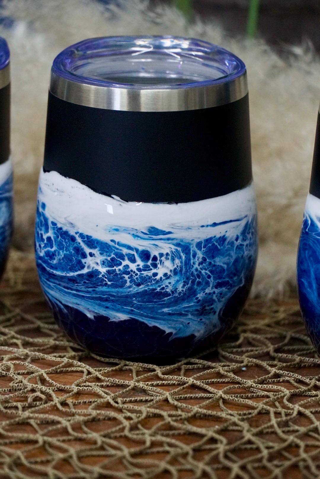 Ocean Waves Wine or Coffee Tumbler | Coastal Decor
