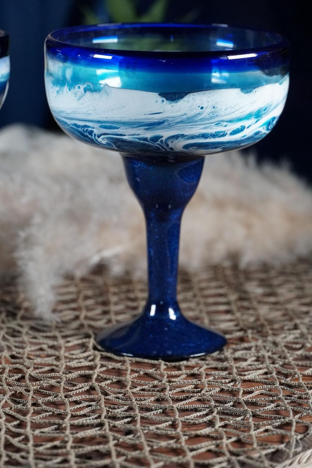 Ocean Waves Margarita Glasses | Coastal Decor