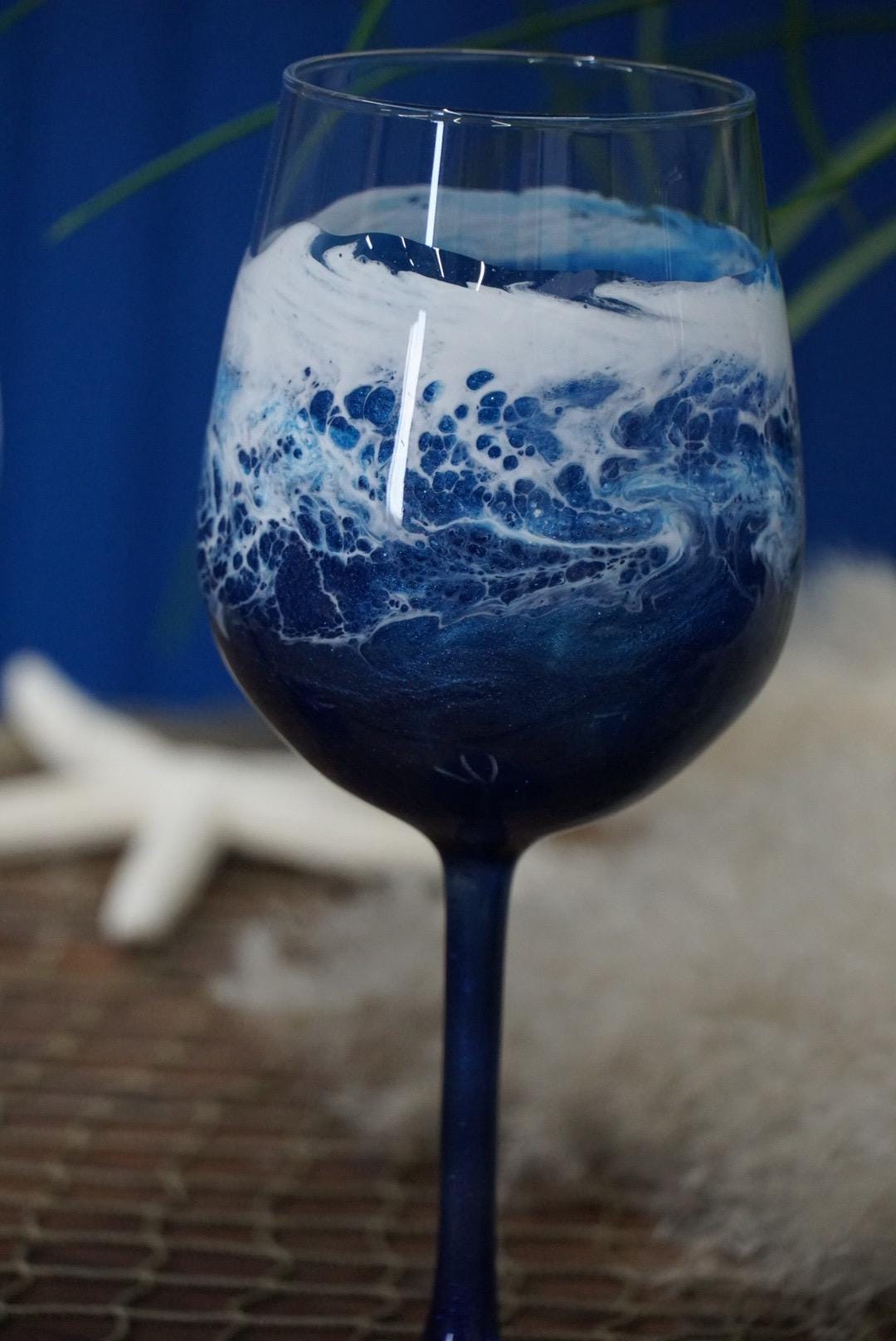 Ocean Waves Wine Glasses | Coastal Decor