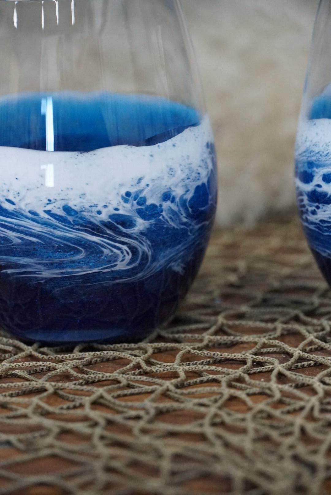 Ocean Waves Wine Glasses | Coastal Decor