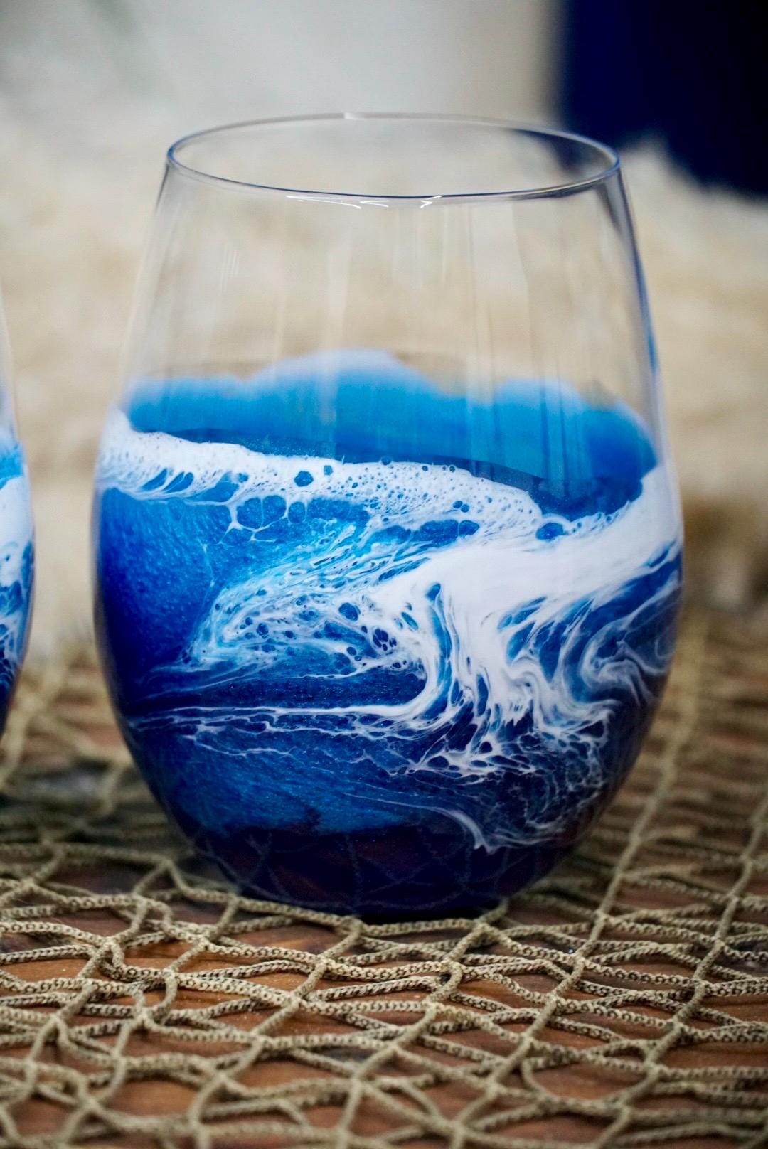 Ocean Waves Wine Glasses | Coastal Decor