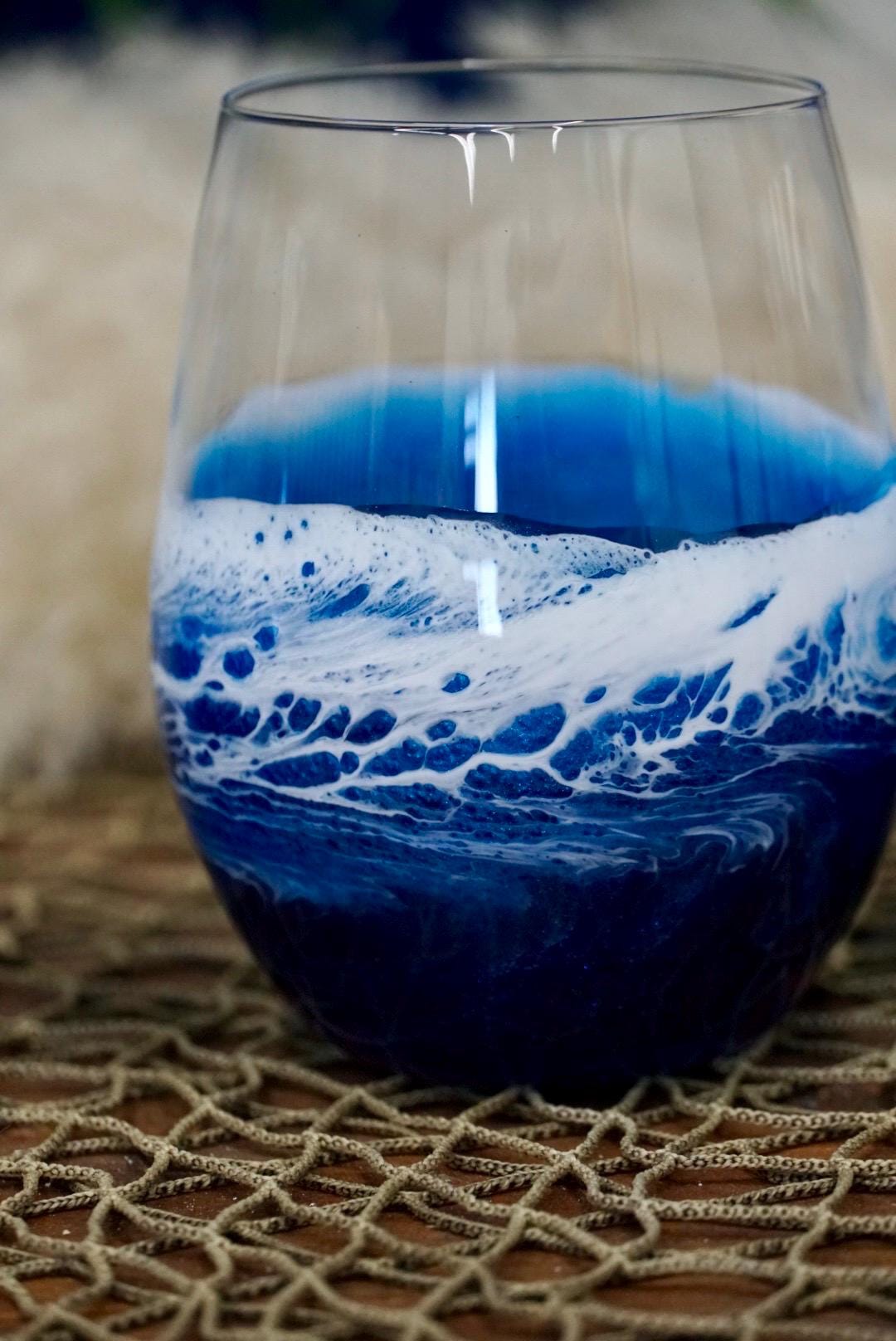 Ocean Waves Wine Glasses | Coastal Decor