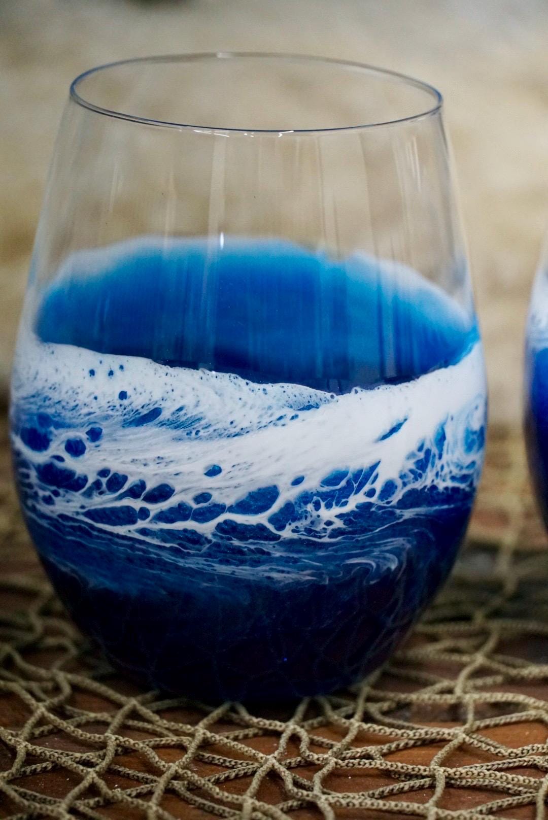 Ocean Waves Wine Glasses | Coastal Decor